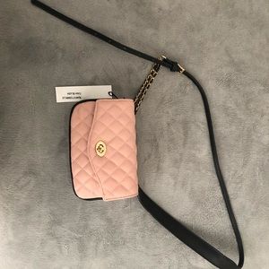 Blush fanny pack with gold accents
